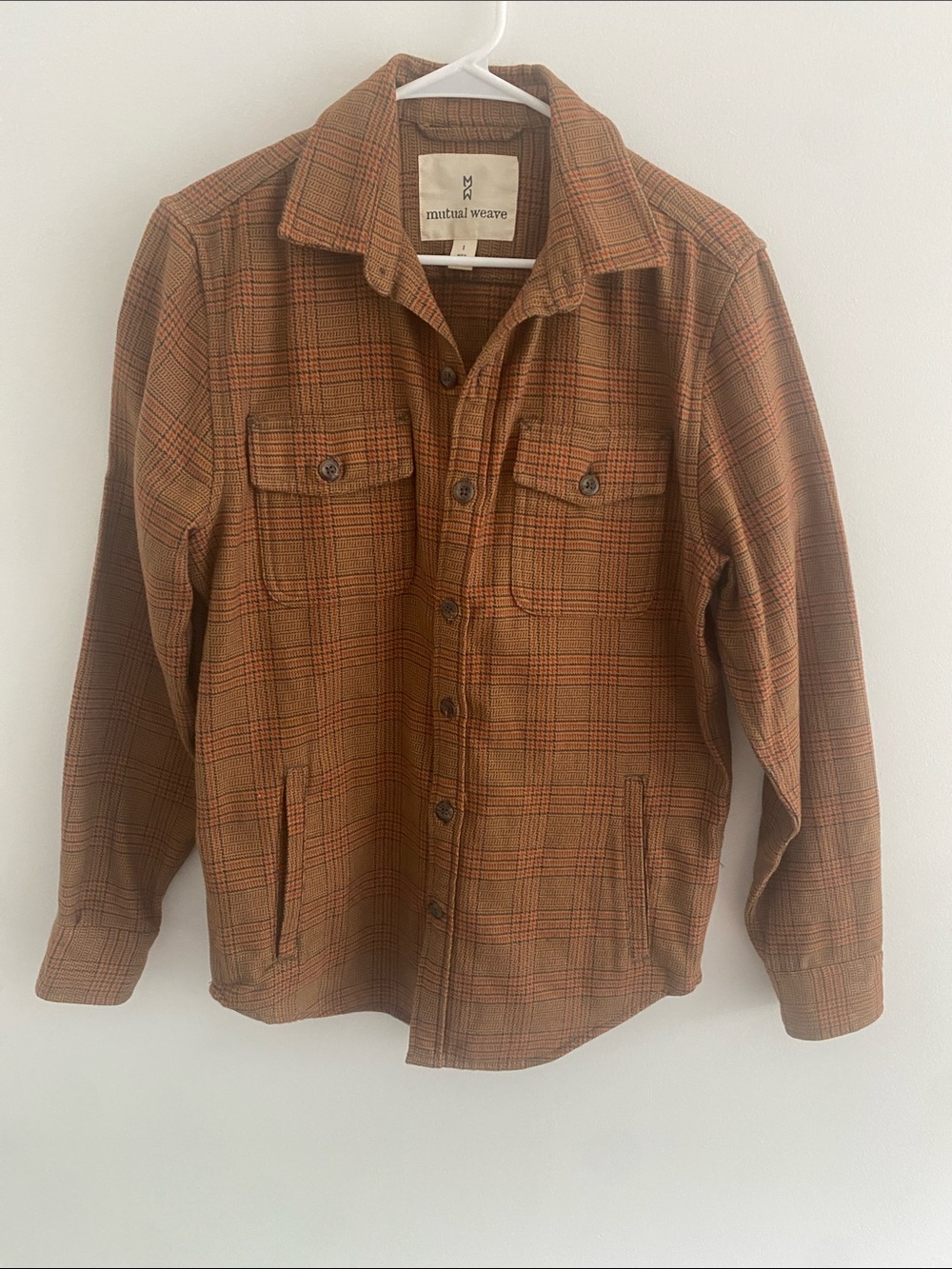 Mutual Weave Cotton Flannel Tweed Glen Plaid Shirt Jacket Shacket Size SMALL